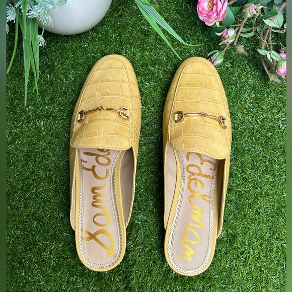 Sam Edelman Linnie embellished croc-effect leather slippers size 9.5 Desert Sun - Picture 9 of 15